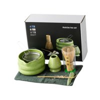 Magideal - Set De Matcha Con Soporte Para Batidor, Herramientas De Cerámica Japonesas Para Hacer Té Matcha, Regalo Para Amantes Del Té, Batidor Y Cuchara Para Ma Verde 7 Piezas