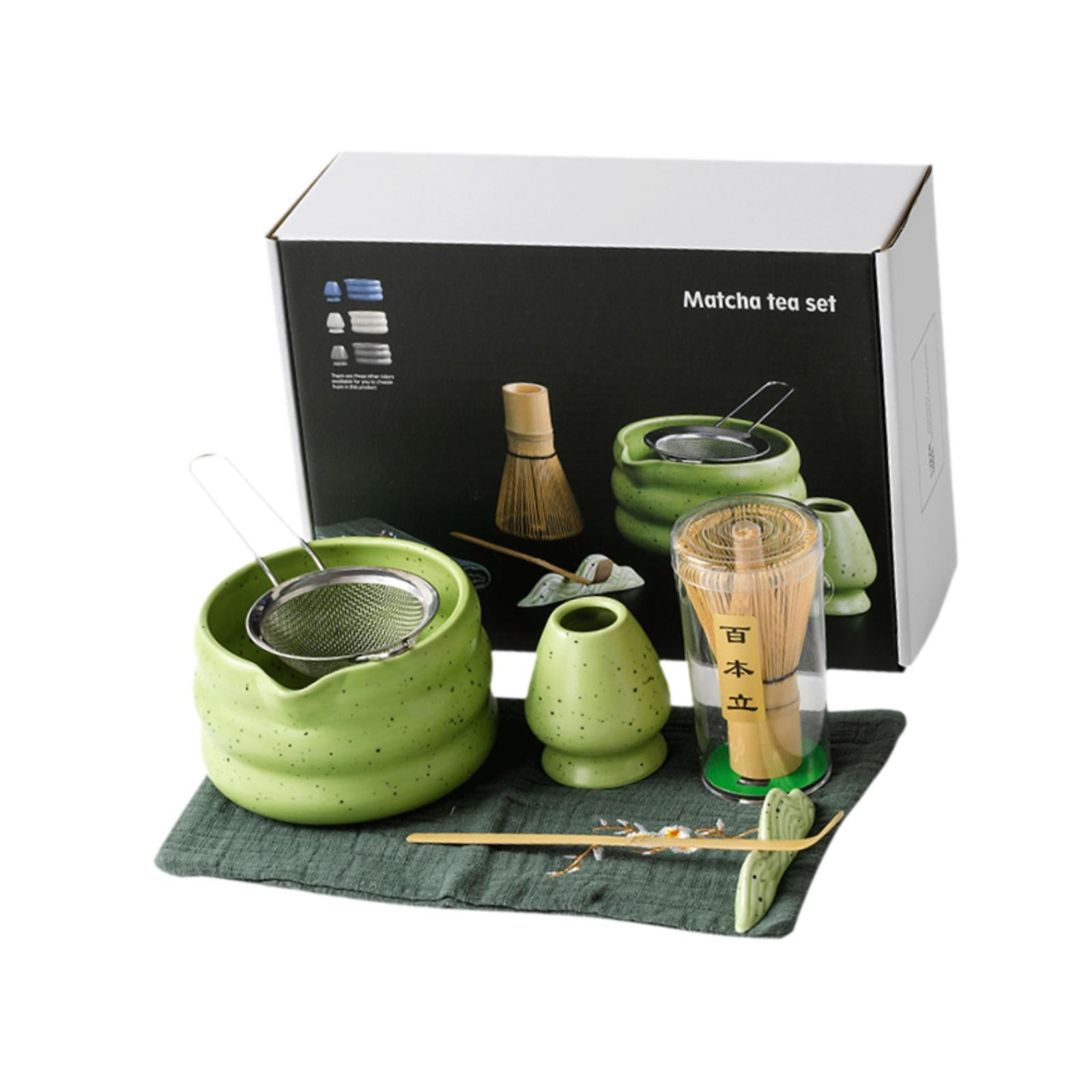 Magideal - Set De Matcha Con Soporte Para Batidor, Herramientas De Cerámica Japonesas Para Hacer Té Matcha, Regalo Para Amantes Del Té, Batidor Y Cuchara Para Ma Verde 7 Piezas