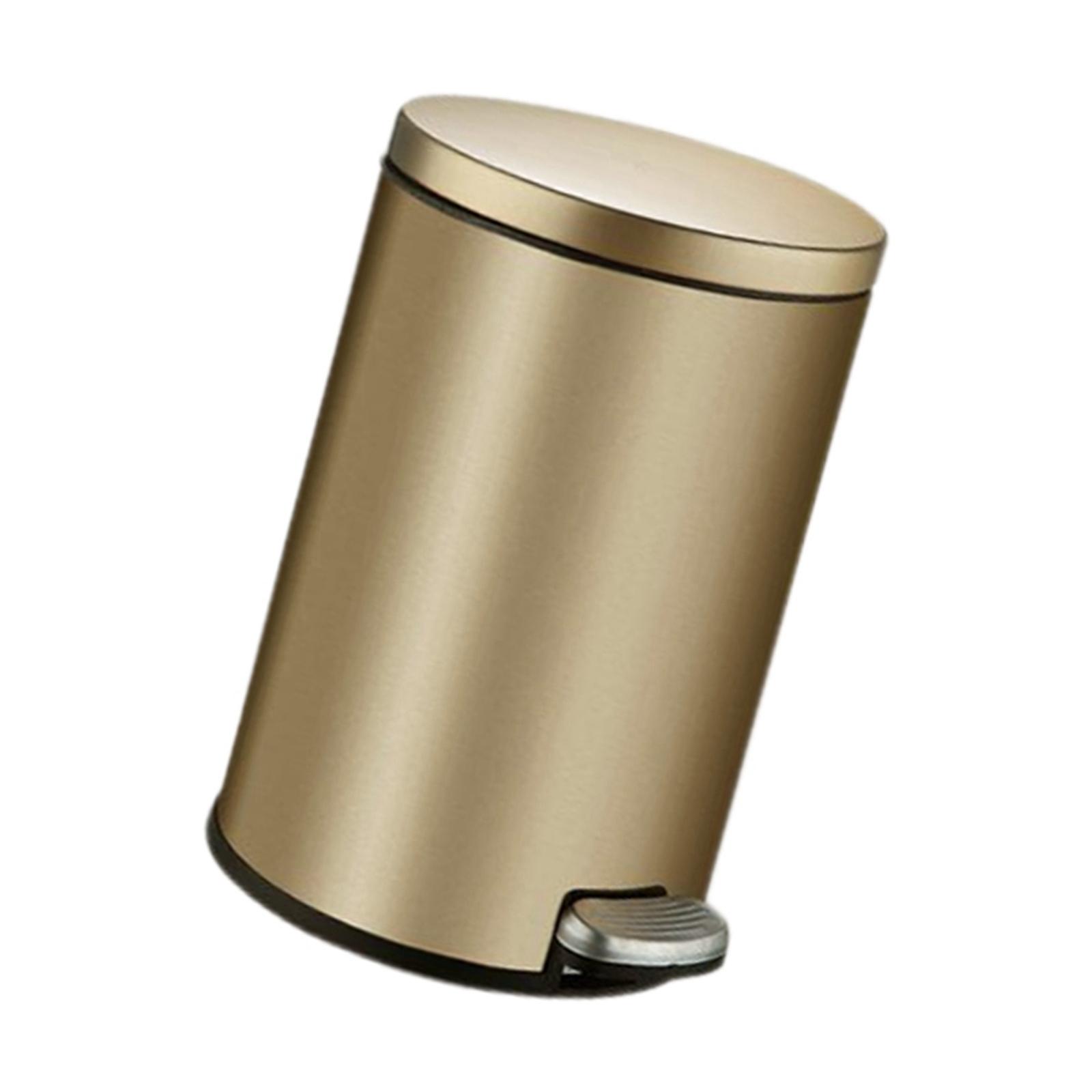 Bothyi - Bote De Basura De Paso Redondo Cubo De Basura Manos Libres A Prueba De Agua Para Cocina Inodoro Hogar Dorado