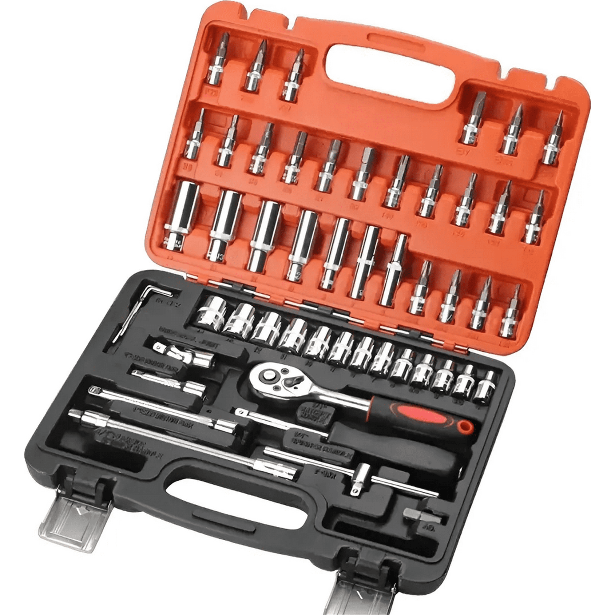 Genérico - Set De Dados 53 Piezas De 1/4 Con Maleta Naranja Oscuro