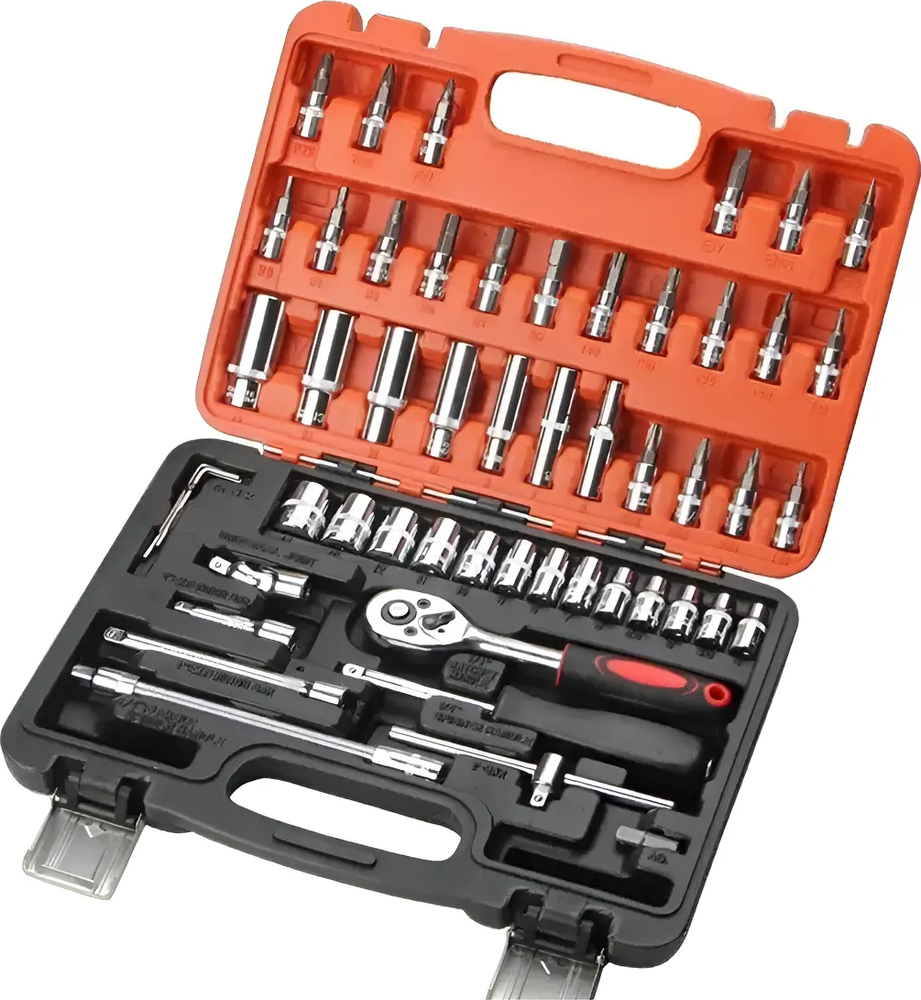 Genérico - Set De Dados 53 Piezas De 1/4 Con Maleta Naranja Oscuro