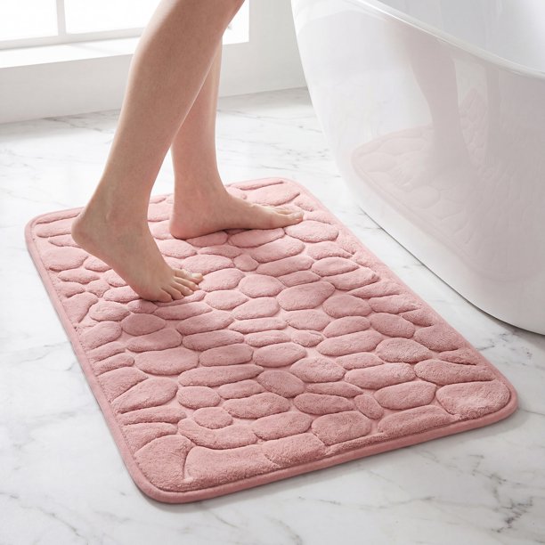 REGALWOVEN Alfombras de Baño de Espuma de Memoria Ultra Suaves Antideslizantes Alfombra de Baño Absorbente de Agua de Secado Rápido Alfombra de Baño Rosa 20" x 32"