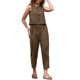 thumbnail image 1 of Conjunto de Lounge de Gingham de 2 Piezas para Mujer INSPIRE CHIC Top Corto sin Mangas y Pantalones de Pierna Ancha Conjunto de Verano L Caqui Oscuro, 1 of 6