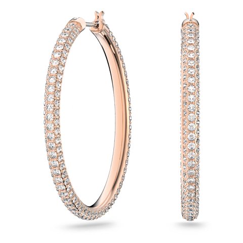 Pendientes Swarovski Dextera Hoop Para Mujer En Oro Rosa Con Cristal Rosa