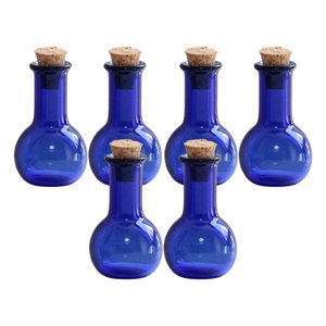 Bothyi - 6X Mini Botellas De Vidrio Con Tapón De Corcho Pequeños Viales Botella Drifting Azul
