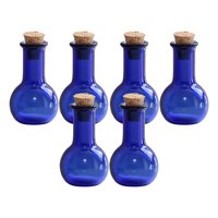 Bothyi - 6X Mini Botellas De Vidrio Con Tapón De Corcho Pequeños Viales Botella Drifting Azul