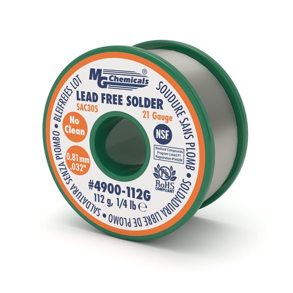 Alambre de soldadura MG Chemicals 0.81 mm 112 g sin plomo No‑Clean