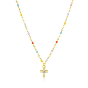 Collar Heshpaws S925 Sterling Silver Cross Plateado