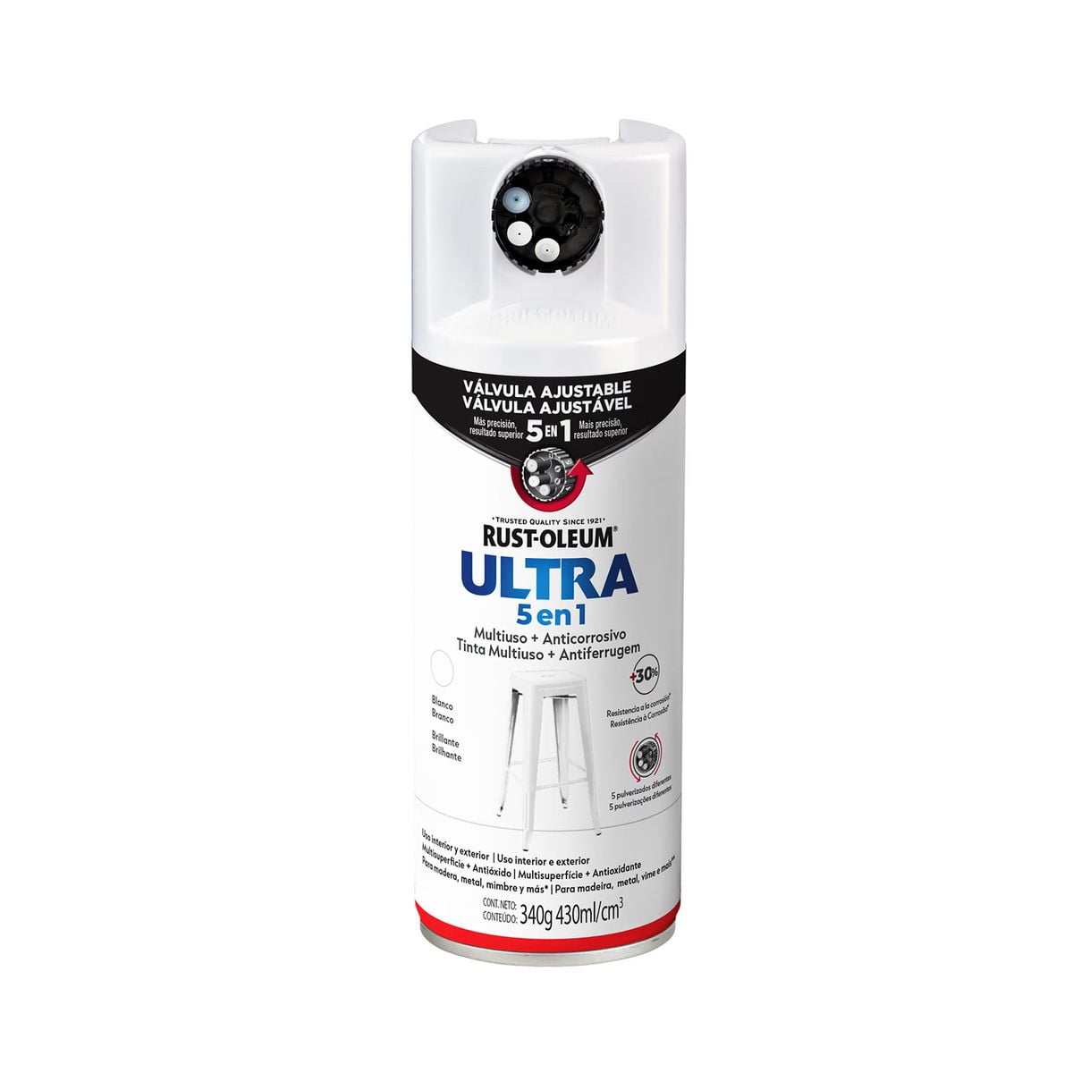 Rust-oleum - Pintura En Spray Ultra 5 En 1 Multisuperficie Anticorrosiva Blanco Brillante 340 G