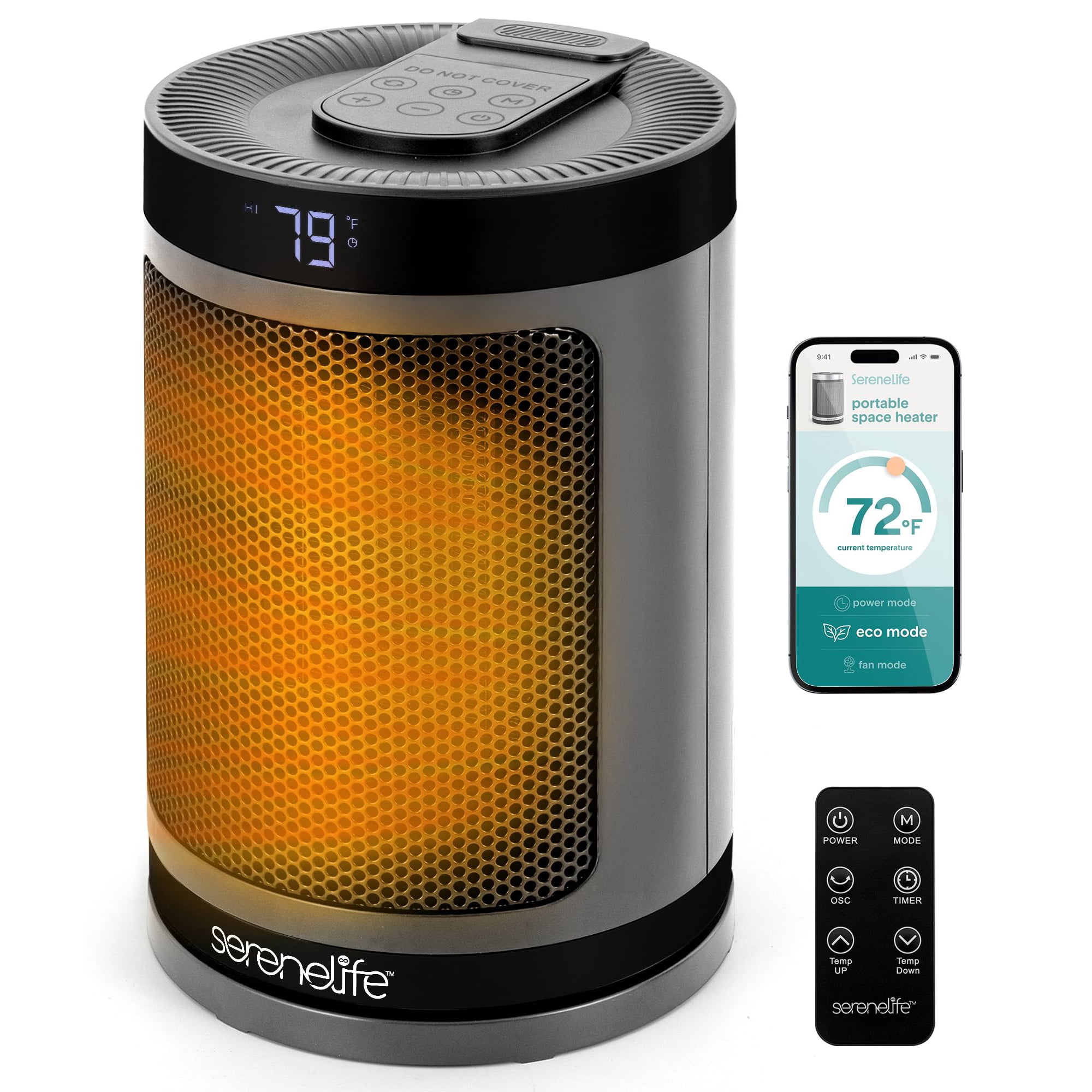 Calentador Eléctrico Para Interiores Serenelife 1500 W, Color Gris