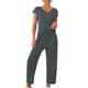 thumbnail image 1 of Conjunto de pijama de manga corta para mujer, ropa de descanso para el hogar, para noches cómodas, XS gris oscuro, 1 of 5