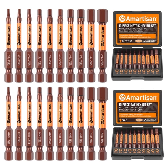 Juego de brocas Aartisan, llave Allen con cabeza hexagonal, 20 piezas