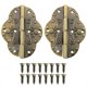 thumbnail image 1 of HJ Garden 2 piezas bisagras decorativas de hierro con acabado en bronce envejecido, bisagras ovales con relieve para cajas de madera y joyería (Bronce), 1 of 5
