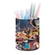 thumbnail image 1 of Villanos-theme Cylinder Pen Holder Pencil Organizer with Flannel Lining PVC Leather Material Cardboard Base for study work 10*8CM, 1 of 6