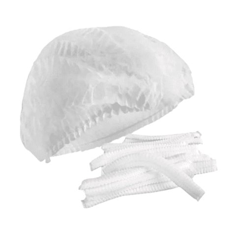Clancarrier - Cofias Plisadas Desechables / Gorro Clip Blanca 100 Unidades