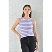 Home Fashion - Polera Musculosa Mujer Morado Rayado Sin Mangas Talla S