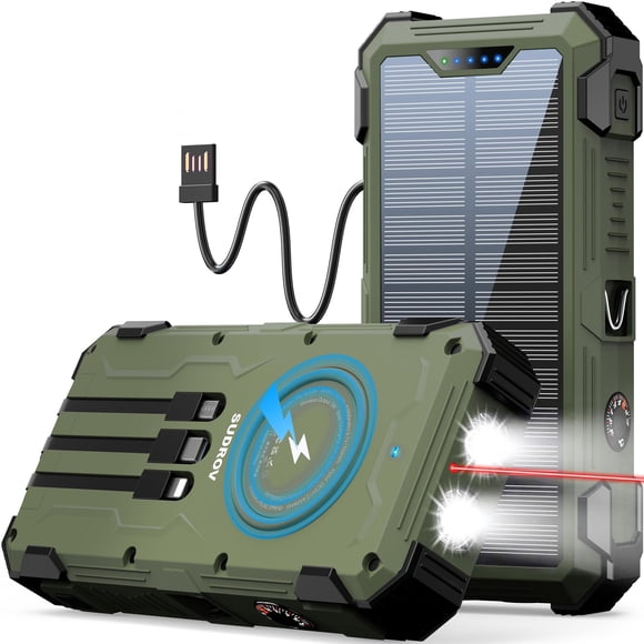 Cargador inalámbrico Solar Power Bank Sudrov W33A de 42.800 mAh y 15 W