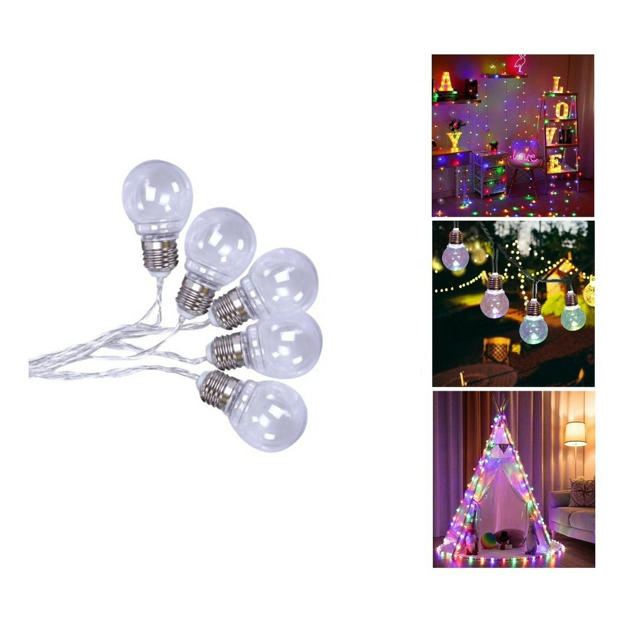 Genérico - Luces Guirnalda Bombilla 20 Led 5m Multicolor Navidad Fiesta