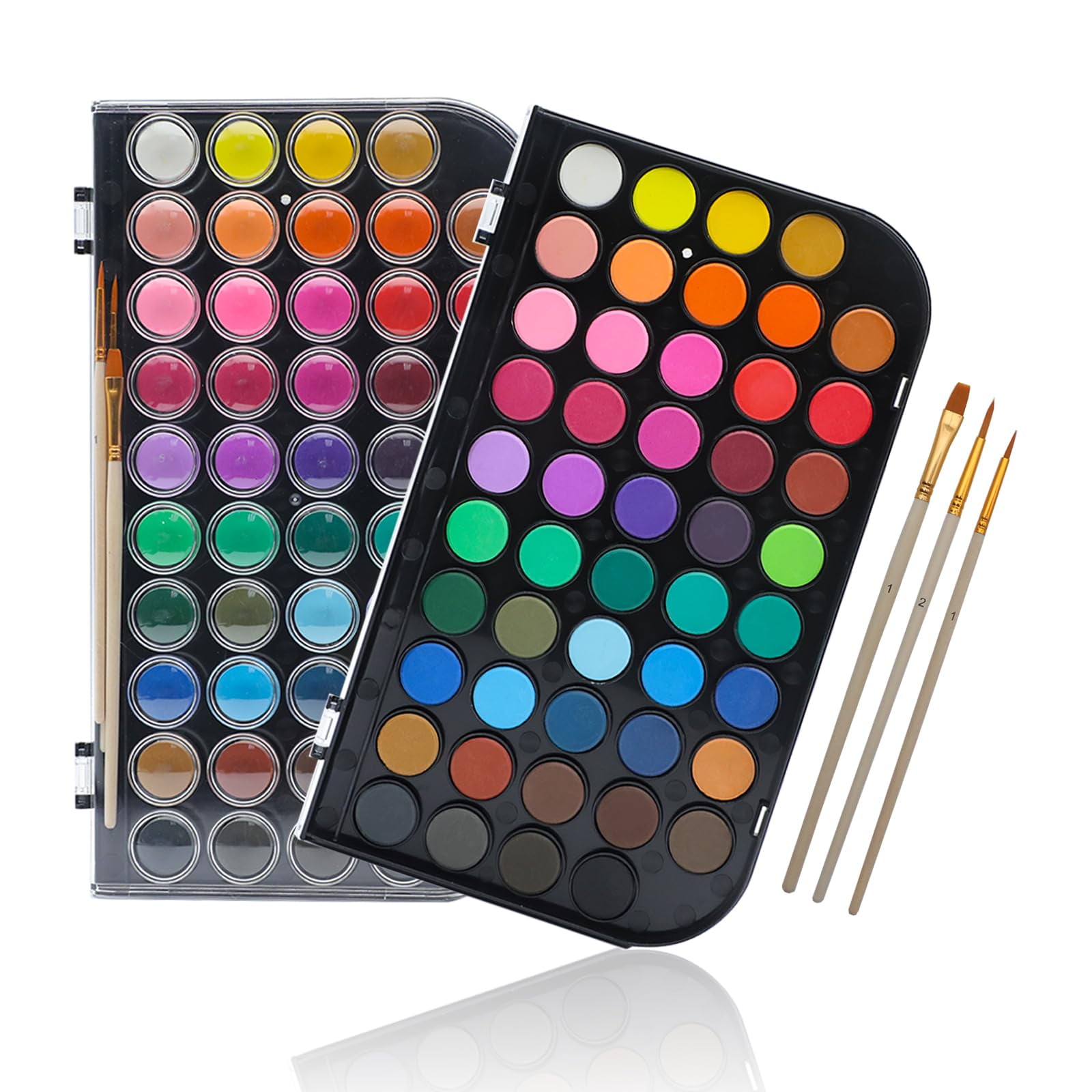 Set De Pinturas De Acuarela Artecho 48 Colores Con 3 Pinceles Lavables