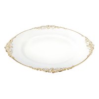 Genérico - Set 3 Bajo Plato Base Decorativo Blanco Y Borde Dorado Jhn