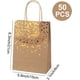 thumbnail image 3 of Bolsas de papel kraft, paquete de 50, 5.9'' x 3.1'' x 8.3'', bolsas de regalo color marrón bronceado con mango, bolsas de papel reciclado, impresas a granel con patrón de corazón de oro rosa, para com, 3 of 7