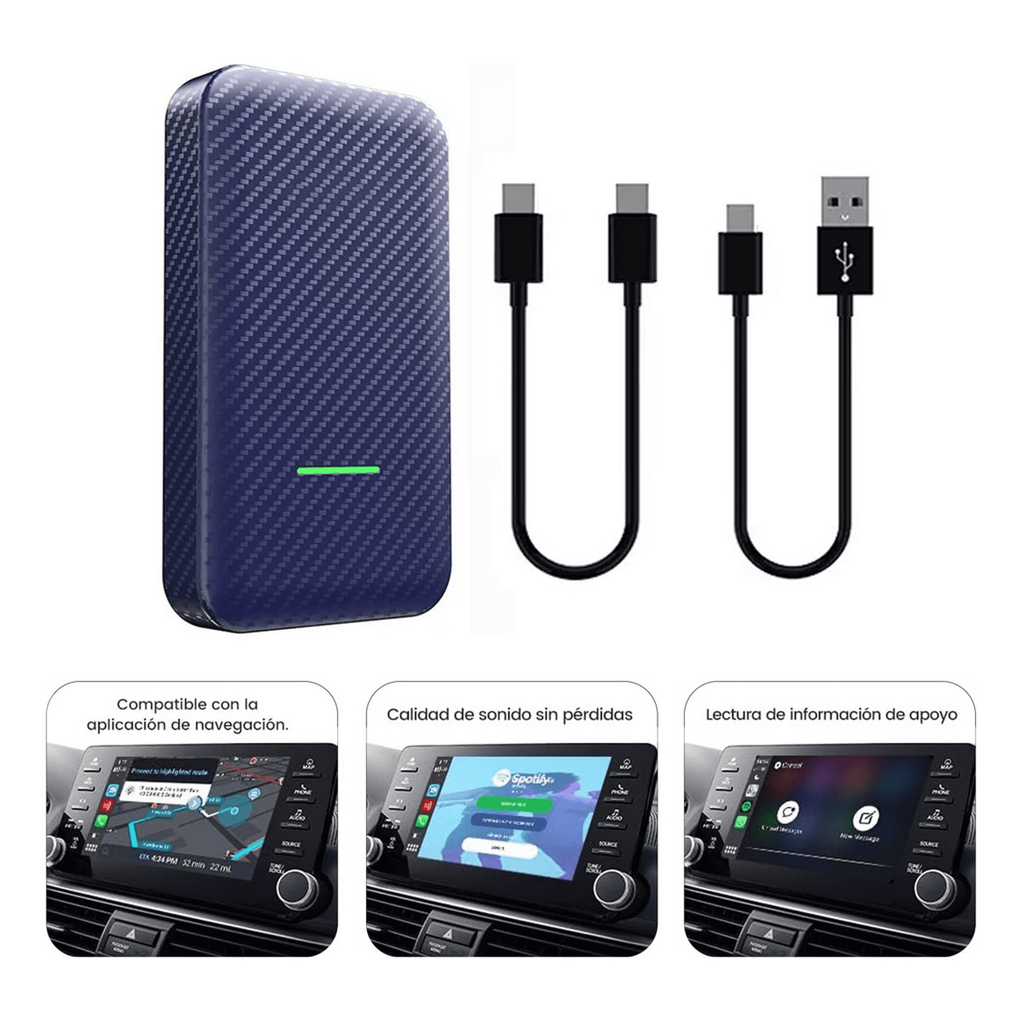 Genérico - Adaptador Inalambrico Carlinkit Android Auto Y Carplay V50