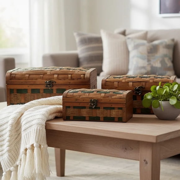 Set De 3 Cajas Decorativas, Baul