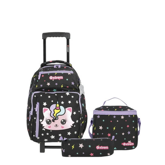 Pack Mochila con ruedas Niña Xtrem New Run Negro