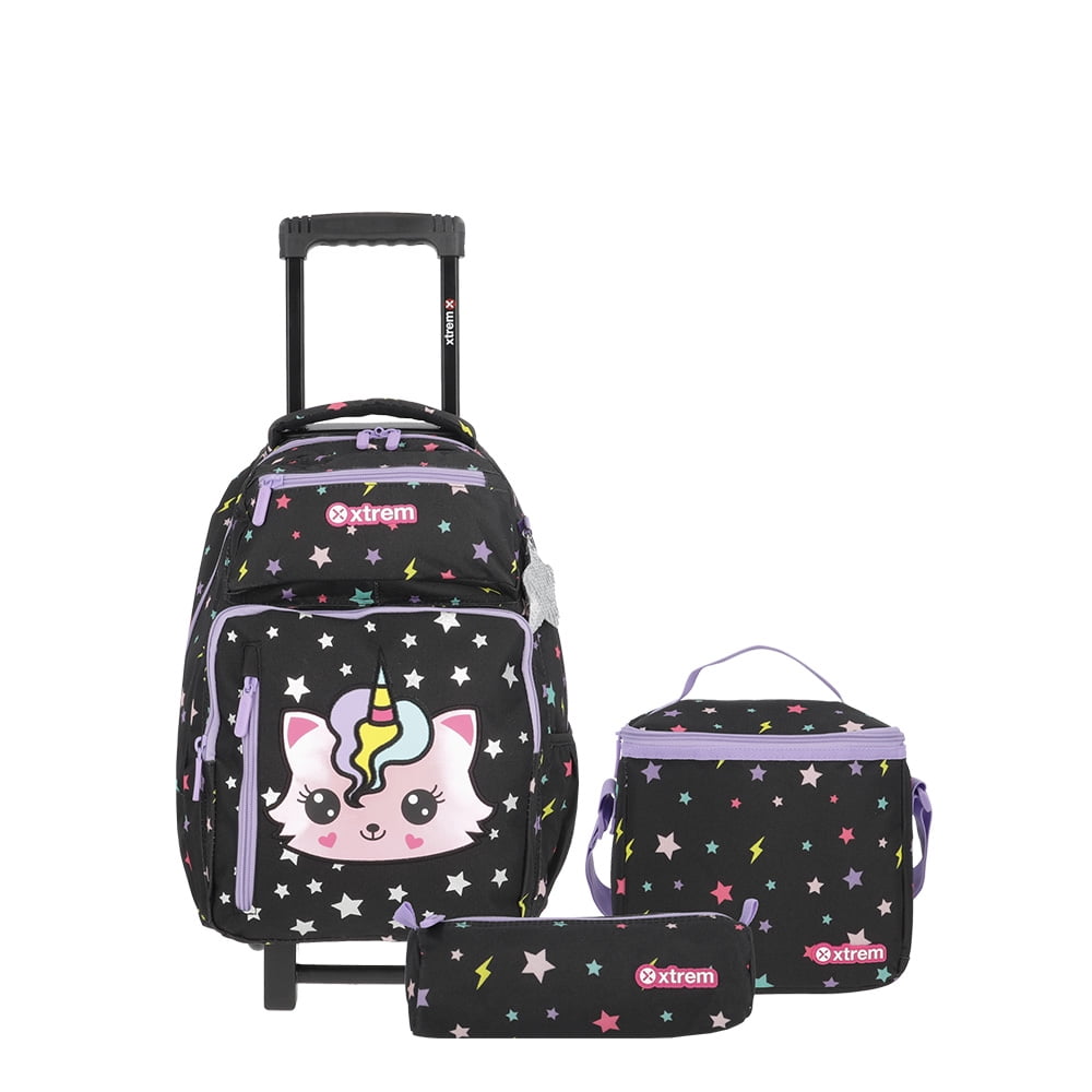 Pack Mochila Con Ruedas Niña Xtrem New Run Negro