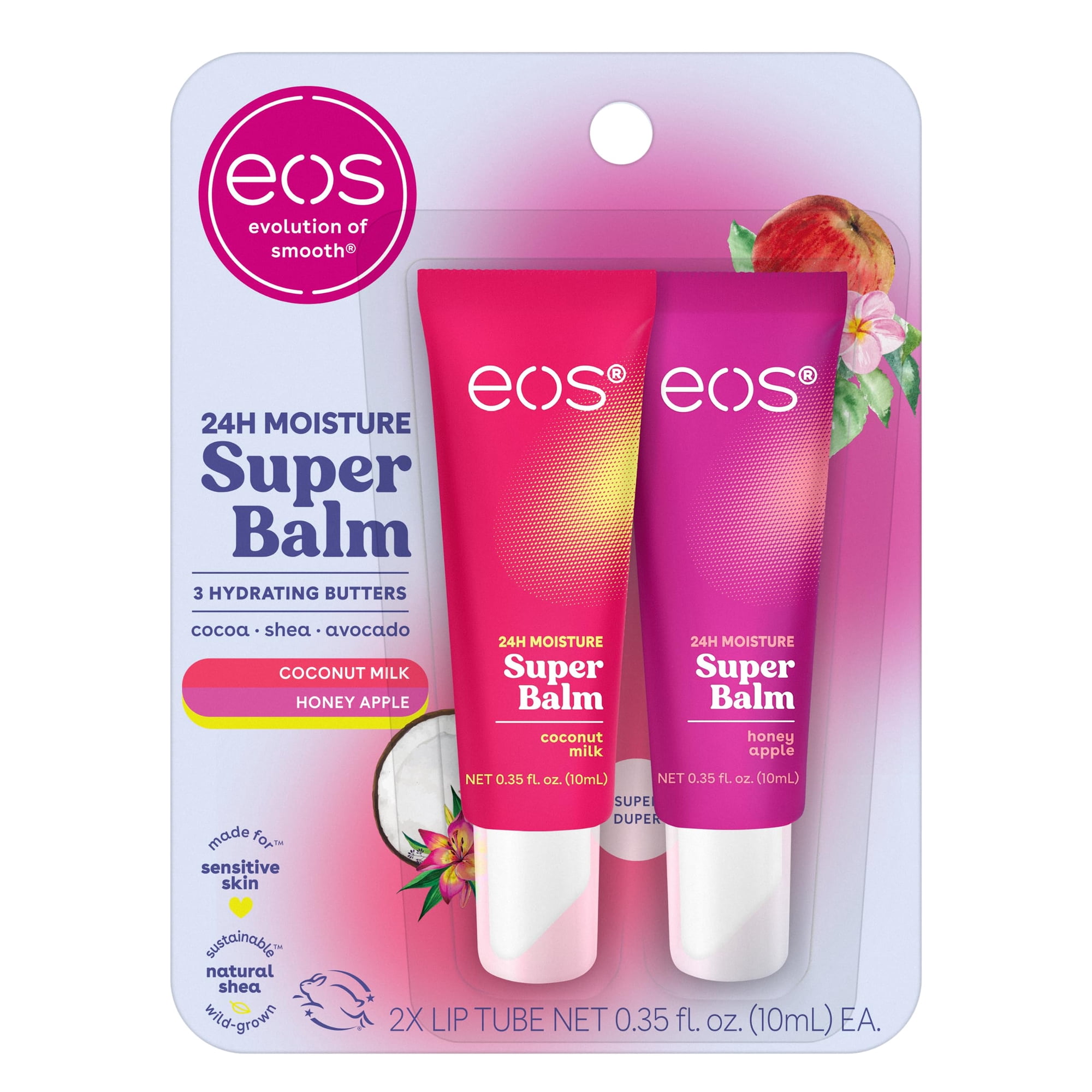 Máscara Labial Eos 24h Moisture Super Balm Con Leche De Coco Y Miel De Manzana