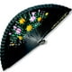 thumbnail image 1 of Abanico Madera Hecho A Mano Black Flower Ap77, 1 of 2