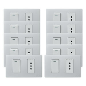 Want - Pack 10 Interruptor 1 912 16A Y Tomacorriente 1 10A - Gris Blanco