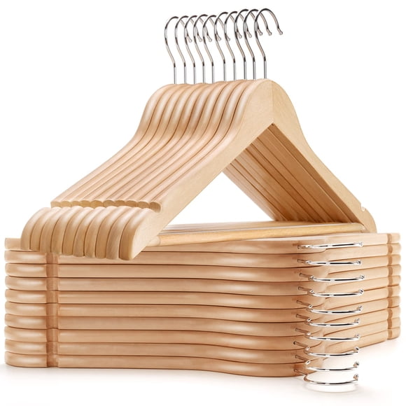 Percheros Amber Home Wooden de madera natural, paquete de 20