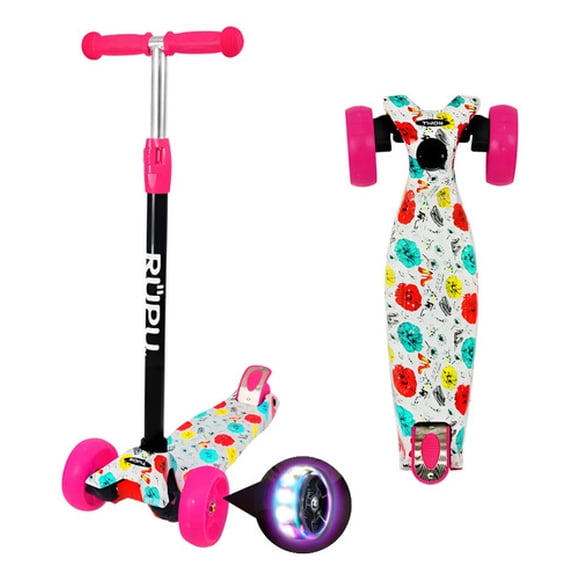 Scooter Monopatin Rupu Roses Niñas Regulable Ruedas Led Blanco