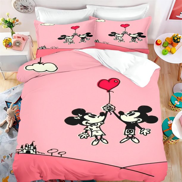 Cartoon Duvet Cover Mickey Minnie Anime Bedding Set Full Size Duvet Cover 3D Printed Girls and Boys Bedding Set Bed Sheets
