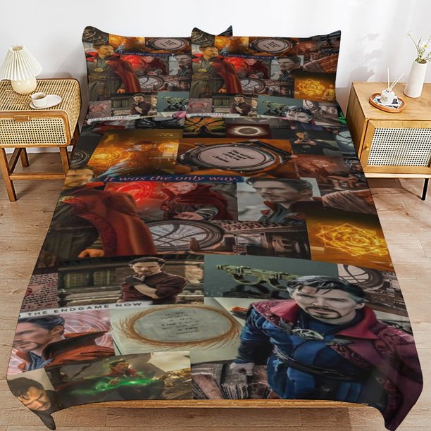 Doctor Strange Bedding Sets Ultra Soft Skin-Friendly Duvet Cover 3 Piece, Cute Comforter Cover Bed Set for Boys Girls Kids