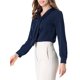 thumbnail image 4 of INSPIRE CHIC Blusas de Manga Larga para Mujer Camisa de Oficina con Cuello de Lazo y Pliegues de Gasa XL Azul Marino, 4 of 8