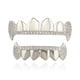 thumbnail image 1 of Grillz de colmillos de vampiro con circonitas cúbicas heladas, superior e inferior, chapado en oro de 14 quilates para tus dientes, estilo hip hop, 1 of 5