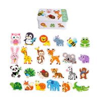 Magideal - Rompecabezas De Combinación Para Jardín De Infantes, Juegos Educativos, Iluminación, Combinación Cognitiva, Caja De Hierro Portátil Para Principiantes Animales Del Bosque