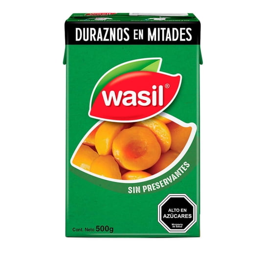 Duraznos En Mitades Caja Drenado 235 g - Neto 500 g Wasil
