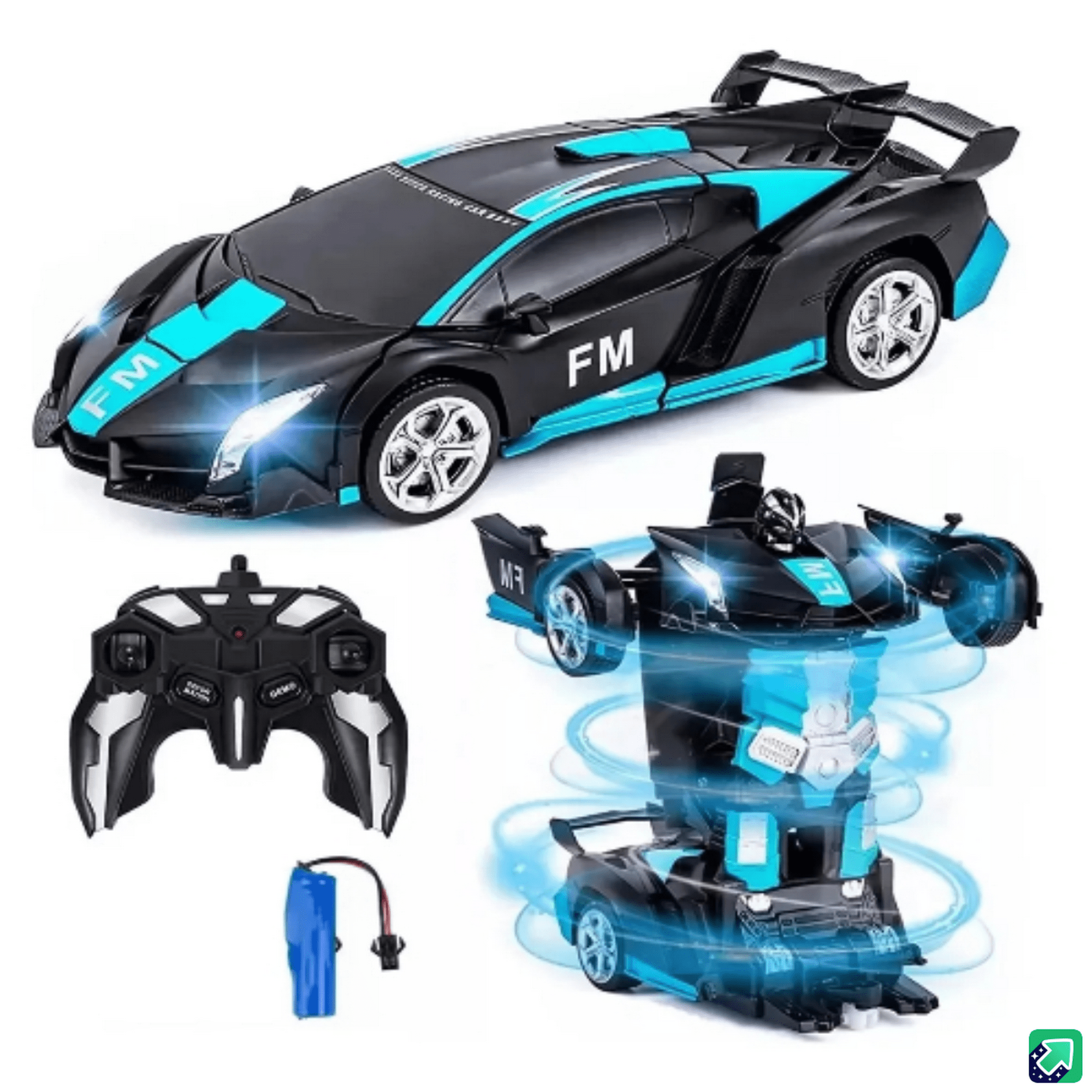 Genérico - Auto Carro Control Remoto Recargable Transformers Robot Celeste