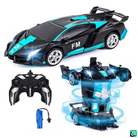 Genérico - Auto Carro Control Remoto Recargable Transformers Robot Celeste