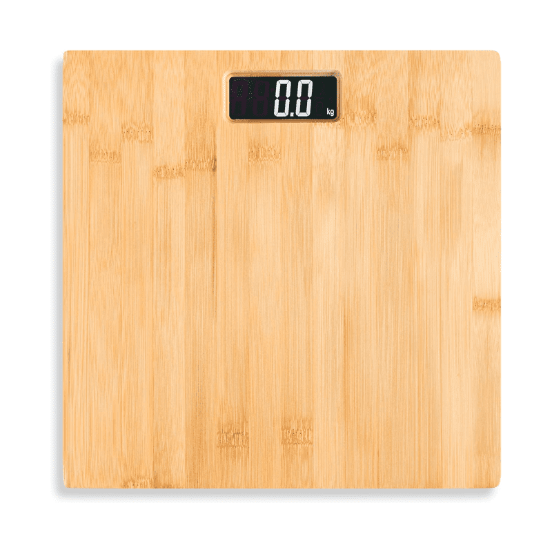 Wakeshome - Báscula Digital De Bambú Con Pantalla Lcd Bascula De Baño 180kg Peso Corporal