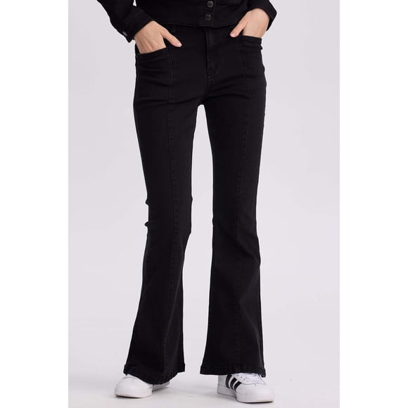 Jeans Mujer Flare Línea Negro