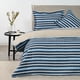 thumbnail image 1 of Quilt King 260x260 cm Azul a Rayas con Reverso Beige de Microfibra, 1 of 4