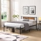 thumbnail image 2 of Queen Size metal bedframe,Headboard with wood panel decoration,black, 2 of 3