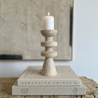 Santú Home & Deco - Candelabro Torre Alfil Figura Decorativa Travertino Pequeño