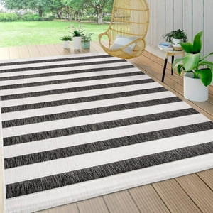 Alfombra Jonathan Y Aveiro Rayas Anchas 3X5 M Negro/Crema