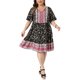 thumbnail image 1 of Agnes Orinda Vestido Boho Floral para Mujer Talla Grande, Estilo Escolar Universitario, Cuello Redondo con Lazo, Manga Corta, Verano, Playa, Casual, Midi, Sol, 3X Negro, 1 of 6