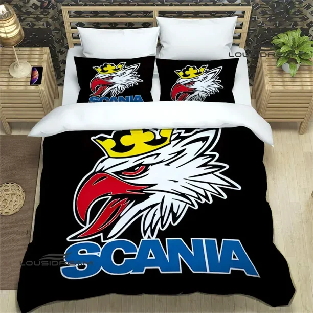 v2202 Bed Sheets S-Scania logo Printed Bedding Sets exquisite supplies set duvet cover bed comforter set bedding set luxury birthday gift 3-Piece Bedding Set (1 Duvet Cover + 2 Pillow Shams) Bed Sheet